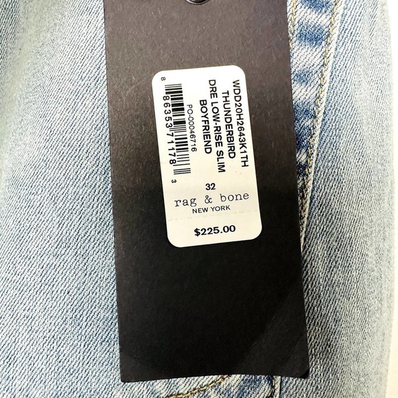 rag & bone NWT Dre Low-Rise Slim Fit Boyfriend Denim Jeans Thunderbird Size 32 - Picture 10 of 10